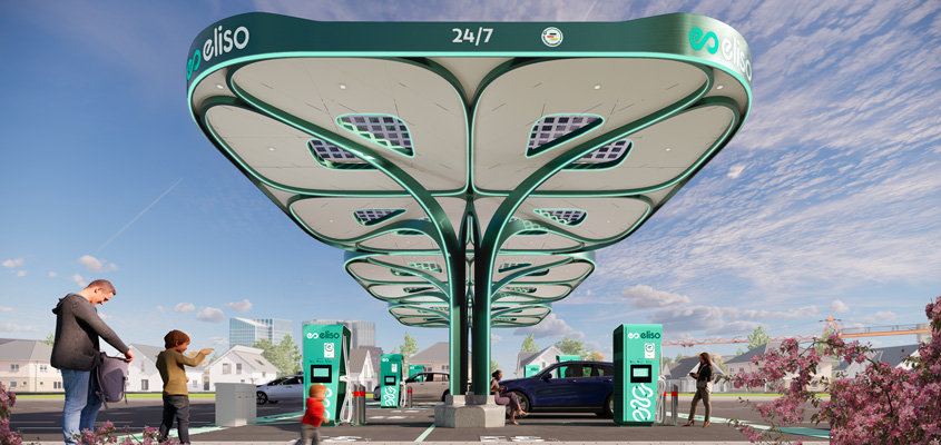 Konzeptgrafik einer Ladestation für Elektrofahrzeuge von Eliso | © VINCI Concessions