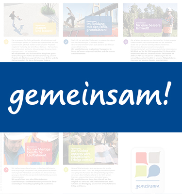 Abbildung des VINCI Manifests; die Überschrift "gemeinsam!" ist grafisch draufgelegt und blau unterlegt.