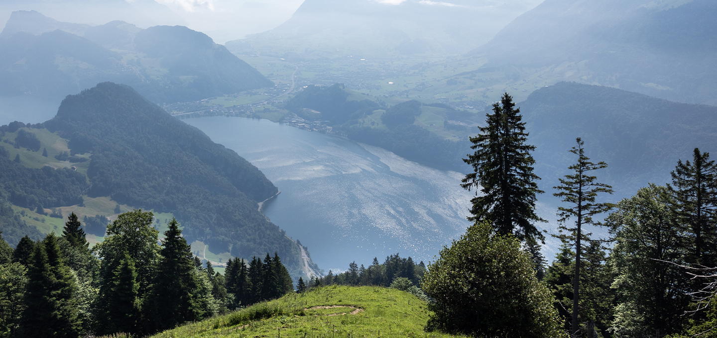 Projektfoto der Actemium Schweiz. Es zeigt den Ausblick aus einer Zahradbahn der PILATUS-BAHN AG, für welches Actemium CH ein neues Fahrdienstleiter-Assistenz-System integriert hat. | © Actemium Schweiz, PILATUS-BAHNEN AG
